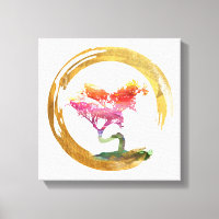 Bonsai Tree. Cercle Zen Enso. Aquarelle