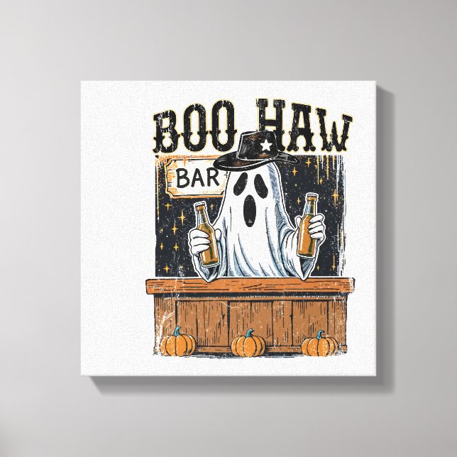 Toile Boo Haw Halloween Western Rétro (Recto)