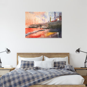 Toile bord de mer à la lumière du soleil couchant