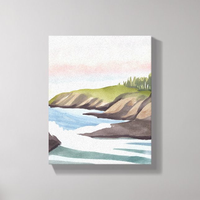 Toile Bord de mer | Peinture aquarelle côtière (Recto)