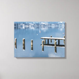 Toile Bord de neige en hiver, lac Tegernsee, Allemagne