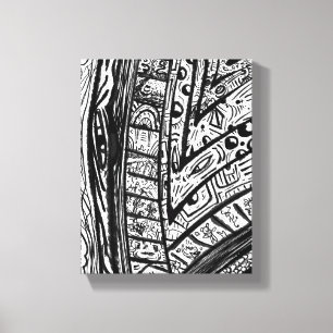 Toile Bord d'une lame noir et blanc en travail de ligne