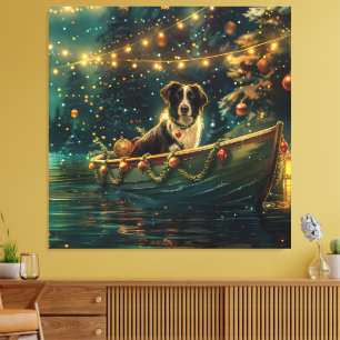 Toile Bordure Collie Noël Festive Voyage