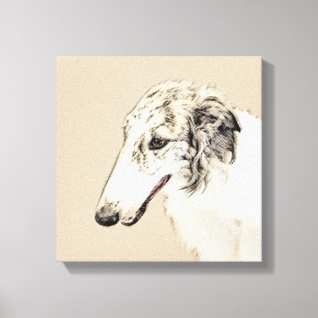 Toile Borzoi (Argent Brindle) Peinture Chien Art origina (Recto)