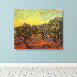 Toile Bosquet d'oliviers, ciel orange de Vincent van Gog