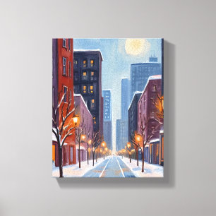 Toile Boston Hiver Massachusetts Ville Aquarelle