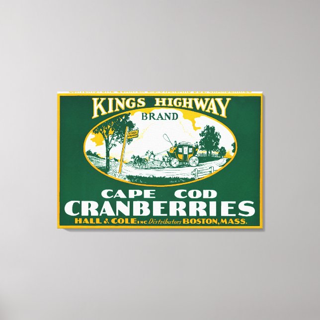 Toile Boston Kings Highway Marque Cranberry Étiquette (Recto)