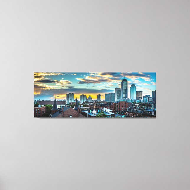 Toile Boston Massachusetts Downtown Skyline Panoramique (Recto)
