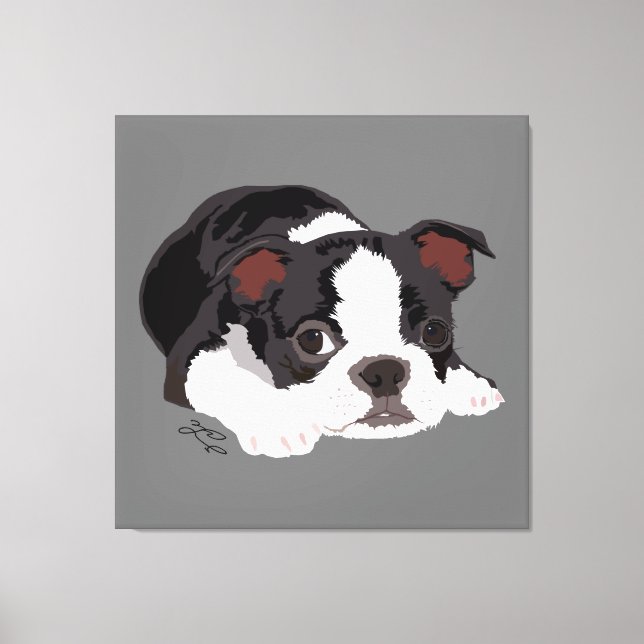 Toile Boston Terrier Cute Chippy Aesthétique Art (Recto)