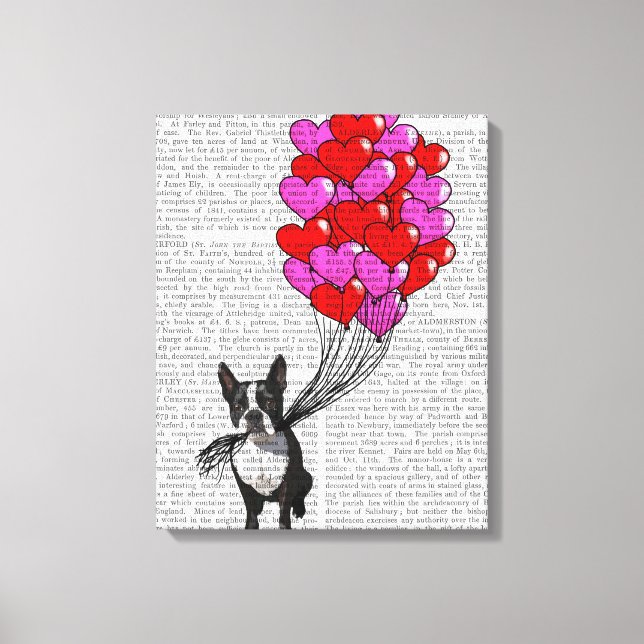 Toile Boston Terrier Et Ballons (Recto)