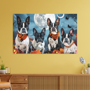 Toile boston terrier Halloween Éffrayant