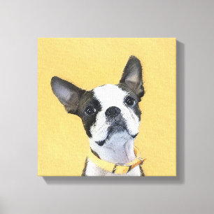 Toile Boston Terrier Peinture - Cute Original Chien Art