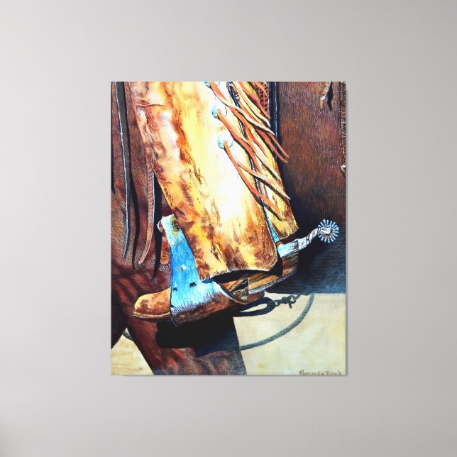 Toile Botte de cowboy occidental et cheval de rodéo, des (Recto)