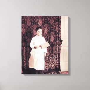 Toile Boucher garçon des années 1890 avec photo de casto