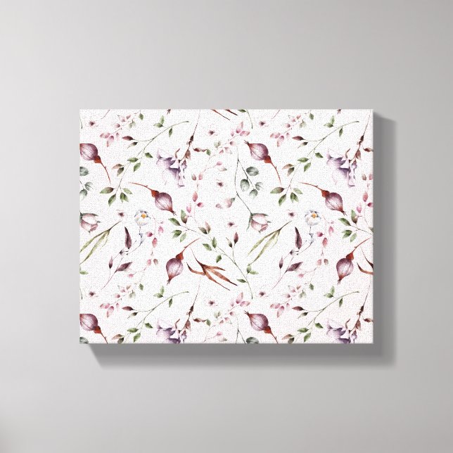 Toile Boucles violets Lilac Feuille Aquarelle Motif Flor (Recto)