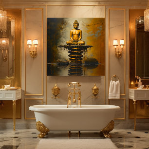 Toile Bouddha sur pierres empilées