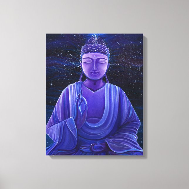 Toile Bouddha violet Universe Galaxy peinture murale (Recto)