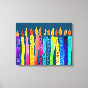Toile Bougies d'anniversaire aquarelle colorées