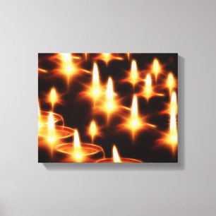 Toile Bougies illuminations soirée nuit noire Joyeux Noë