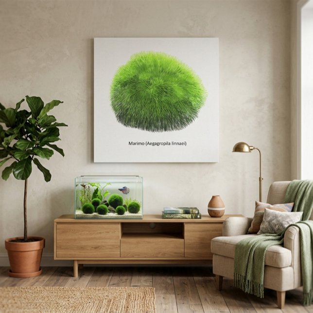 Toile Boule de mousse Marimo dessinée à la main  (Créateur téléchargé)