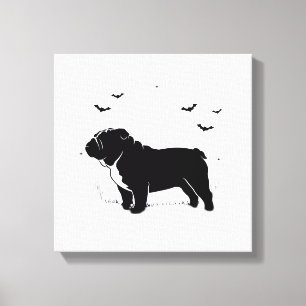 Toile Bouledogue anglais Chien � Silhouette de la Lune d