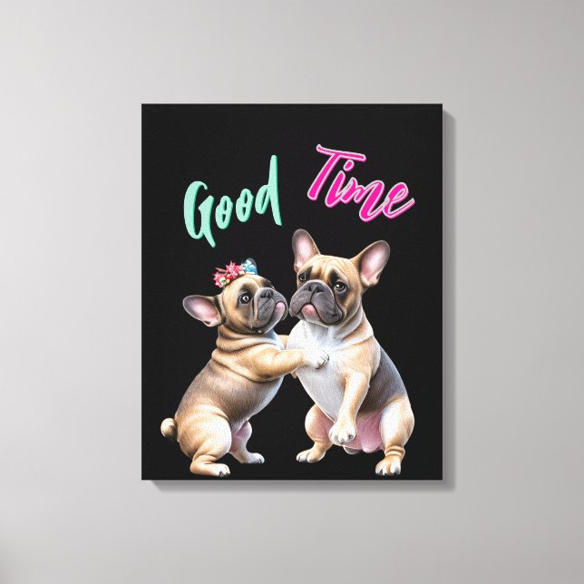 Toile Bouledogue français amoureux Saint-Valentin (Recto)
