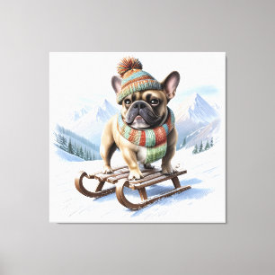 Toile Bouledogue français Bonne année 