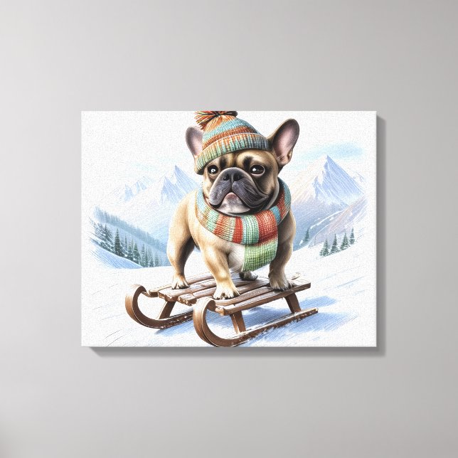 Toile Bouledogue français Bonne année  (Recto)