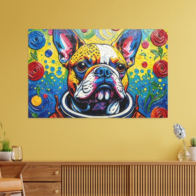 TOILE BOULEDOGUE FRANÇAIS DANS L'ESPACE 15 (Insitu(Salon))