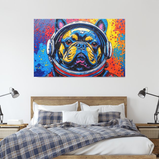 TOILE BOULEDOGUE FRANÇAIS DANS L'ESPACE 4 (Insitu(Chambre))