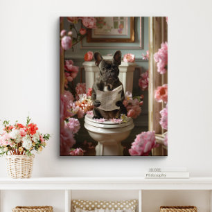 Toile Bouledogue français sur les toilettes Art de Fre