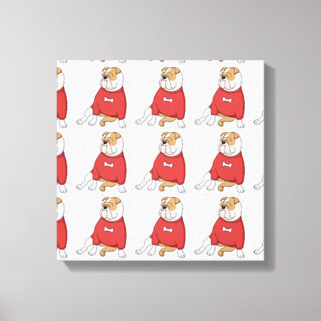 Toile bouledogue se détendant en pull dessin animé (Recto)