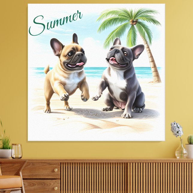 Toile Bouledogues français Plage Bouledogue Français (Insitu(Salon))