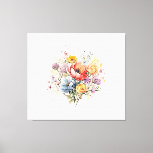 Toile Bouquet coloré d'aquarelle Abstraite (Recto)