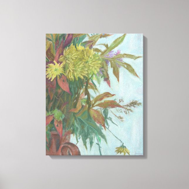 Toile Bouquet d'automne avec chrysanthème et feuillage d (Recto)