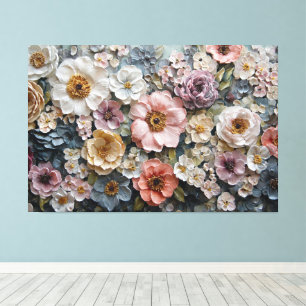Toile Bouquet de crème, rose et lavande – Mur abstrait