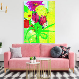 Toile Bouquet de fleurs noué avec un ruban Élégant Art
