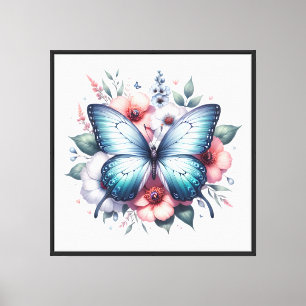 Toile Bouquet de fleurs papillon vibrant Art-96283