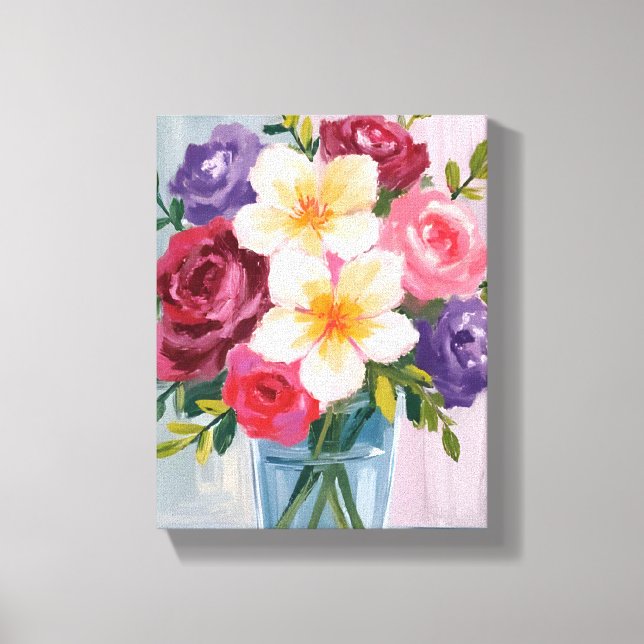 Toile Bouquet de fleurs peinture florale aquarelle (Recto)