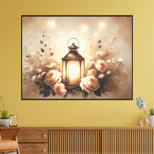 Toile Bouquet de lanterne rose lumineuse