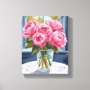 Toile Bouquet de pivoine rougissante Peinture de fleur