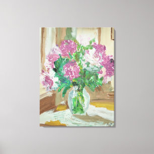 Toile Bouquet de pivoines rougissantes nature morte