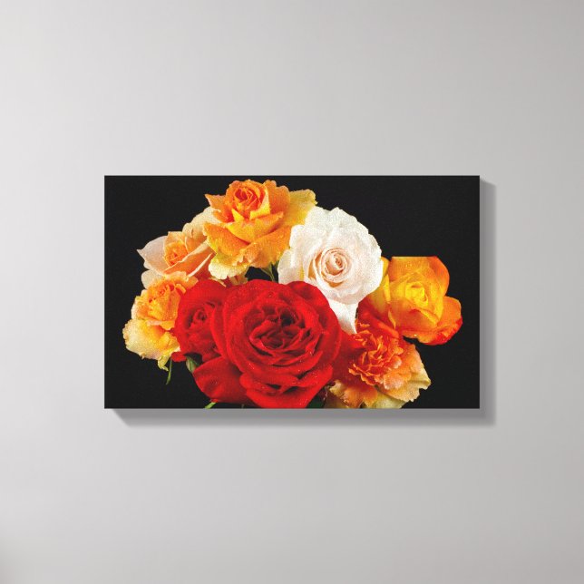Toile Bouquet de Roses en noir (Recto)