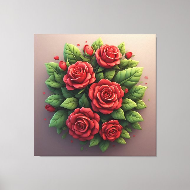 Toile Bouquet de roses rouges vibrant (Recto)