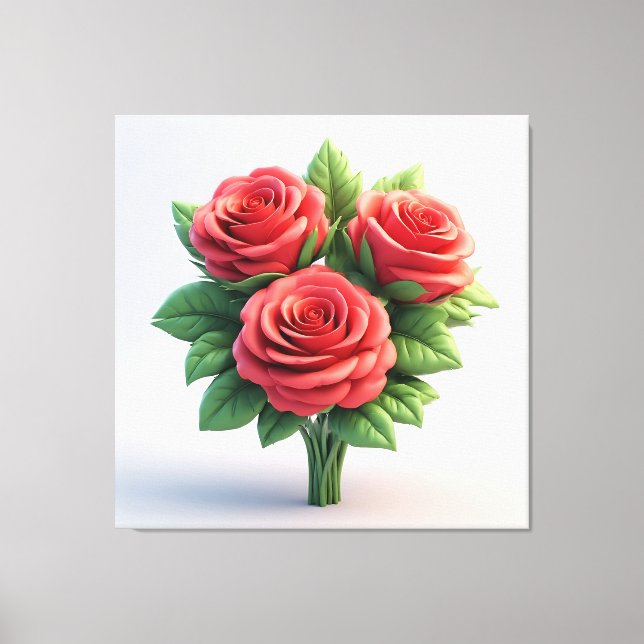 Toile Bouquet de roses rouges vibrant (Recto)