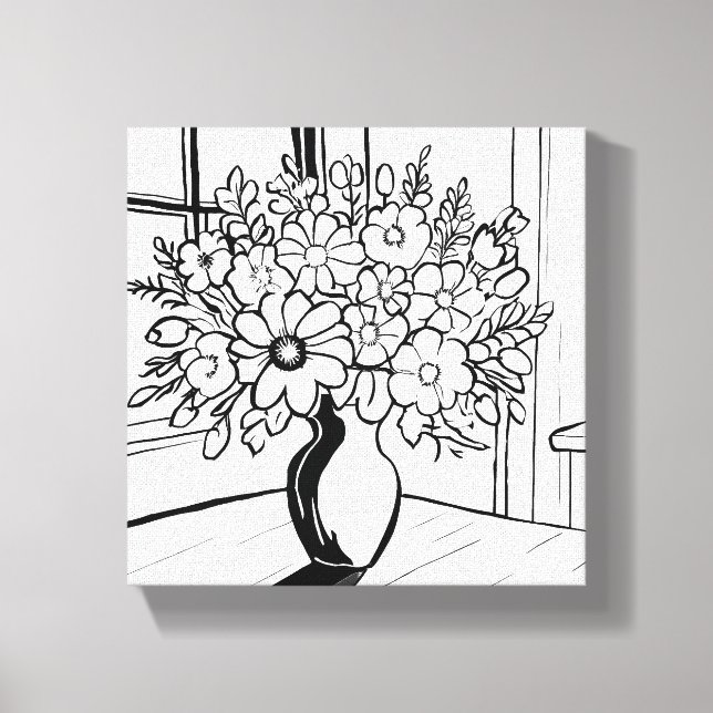 Toile Bouquet de vase de fleurs minimaliste moderne (Recto)