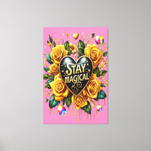 Toile Bouquet enchanteur de Roses d'or et coeur 40x60 (Recto)