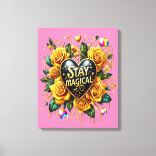 Toile Bouquet enchanteur de Roses d'or et entendre 16x20