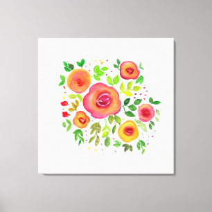 Toile Bouquet floral de fleurs lumineuses, peinture