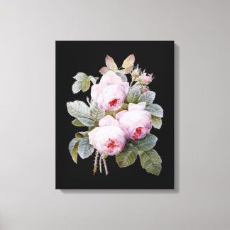 Toile Bouquet Rose de Bourbon en anglais sur Black par R